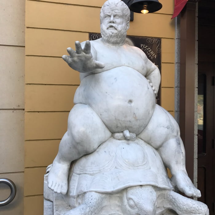 One Of The Best Naked Fat Man Riding A Tortoise Statues That I Ve