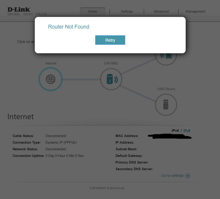 So my got disconnected, so I want to the router's address to