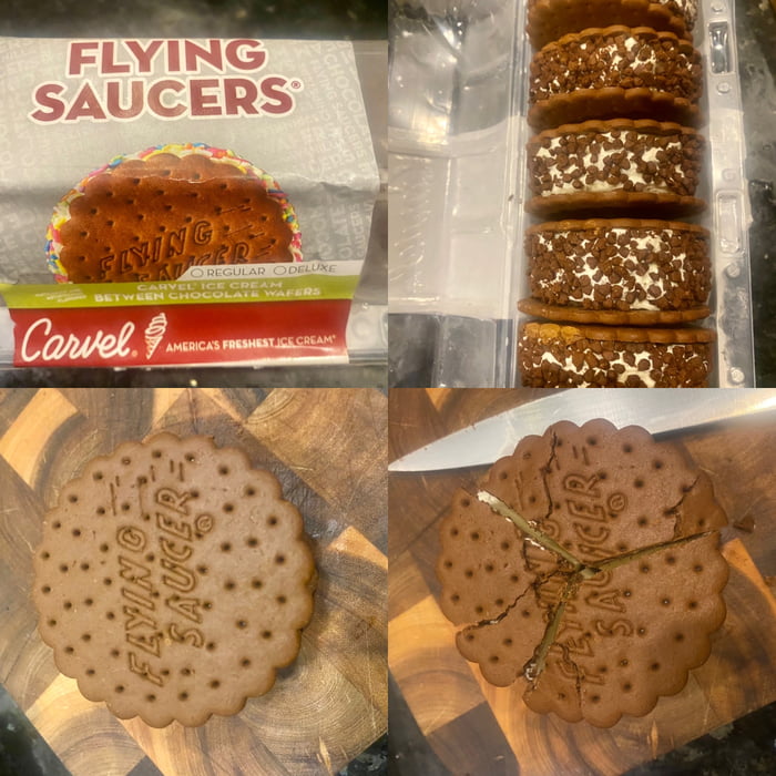 CARVEL FLYING SAUCERS. CUT ONE IN THIRDS 9GAG
