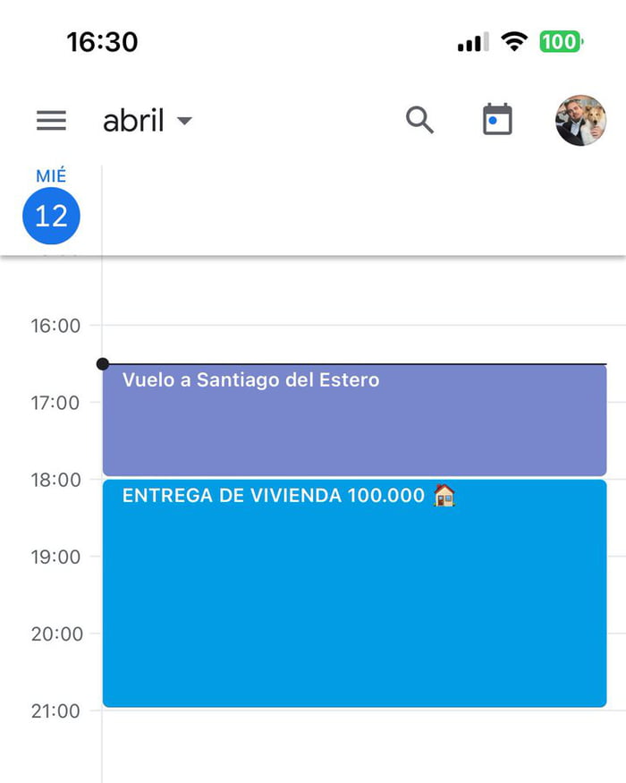 Agenda vacía. Batería al 100 a las 4 de la tarde. Se rascó los huevos ...