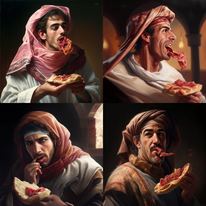 Midjourney AI Arab Guy Eating Jamon 9GAG