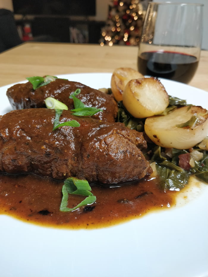 Beef Rouladen with braised Collards and Turnips - 9GAG