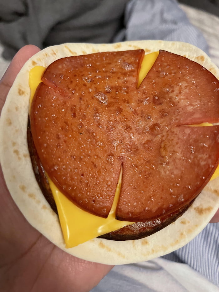 Midnight joker taco two Oscar mayer bologna slices broiled for 5