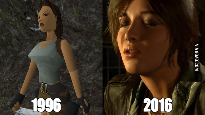 Lara Croft, today and 20 years ago. Impressive. - 9GAG