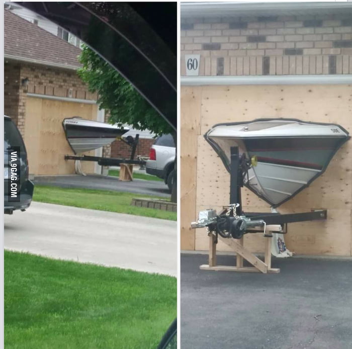Their boat didn't fit in his garage... 9GAG