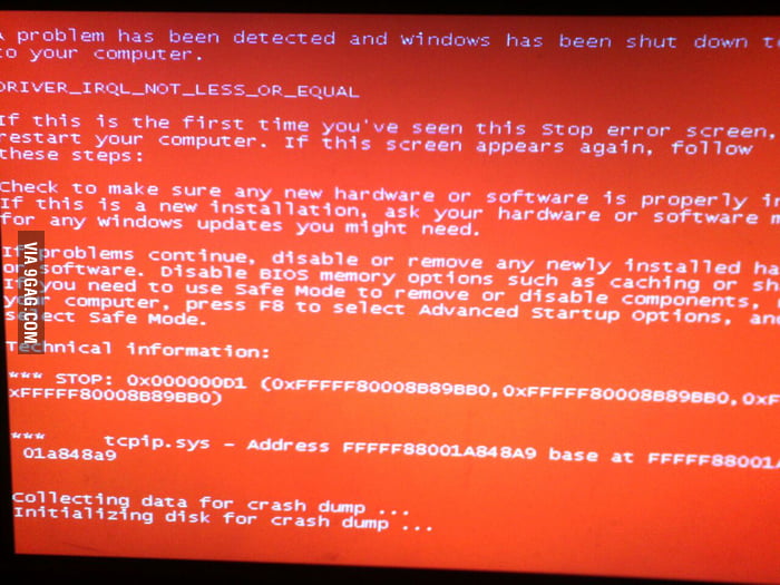 Træde tilbage Fortov accent PC crashed so hard, it turned blue screen into red screen. - 9GAG