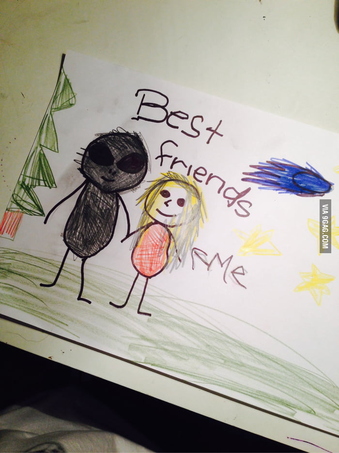 My 9 years old little sisters drawing... - 9GAG
