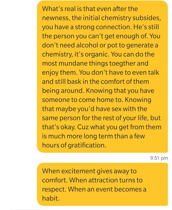 Someone asked me what's "real" in context of a one night stand vs a