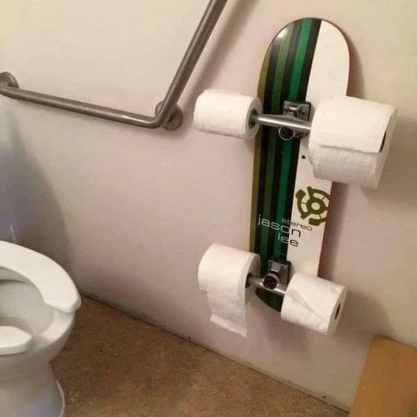 Skateboard toilet paper holder - 9GAG