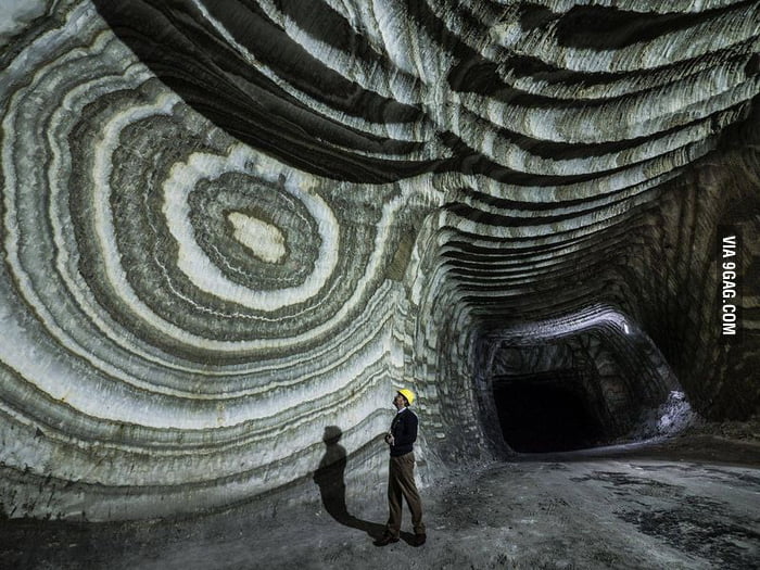 Trippy natural patterns inside a salt mine. - 9GAG
