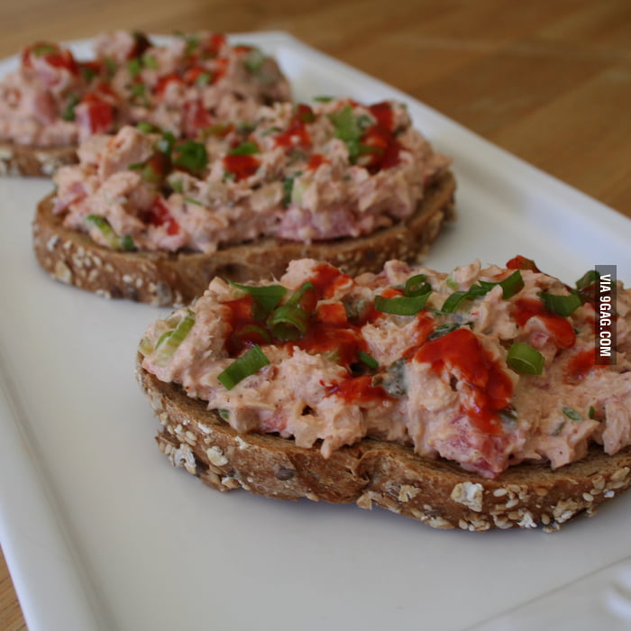 My Sriracha Salmon Salad Sandwiches - 9GAG