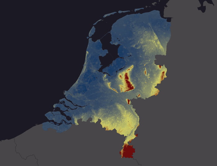 Heightmap of The Netherlands - 9GAG