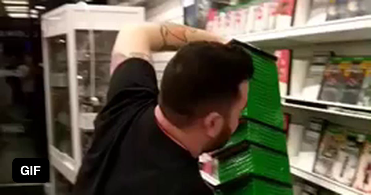 My Friend Attempting To Stack Shelves At Work 9gag