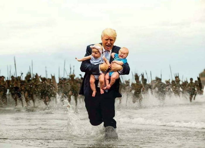 Rare Pic Of Donald Trump Saving The Two Last White Childrens Of USA rare-pic-of-donald-trump-saving-the-two-last-white-childrens-of-usa
