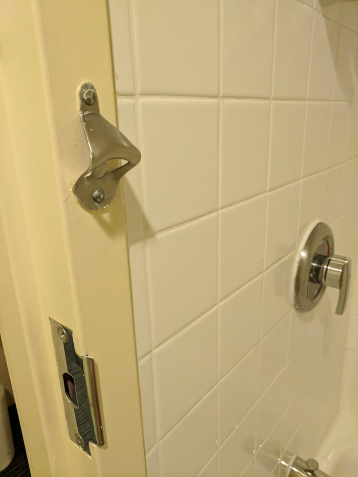 The Hotel I Am Staying In Has A Bottle Opener Right In The Shower