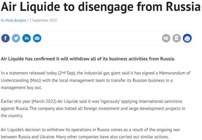 French gas company stops business with Russia. - 9GAG