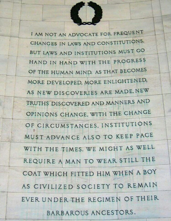 A Quote From The Thomas Jefferson Memorial Jefferson Being The