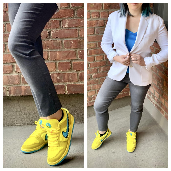 yellow and blue fury dunks