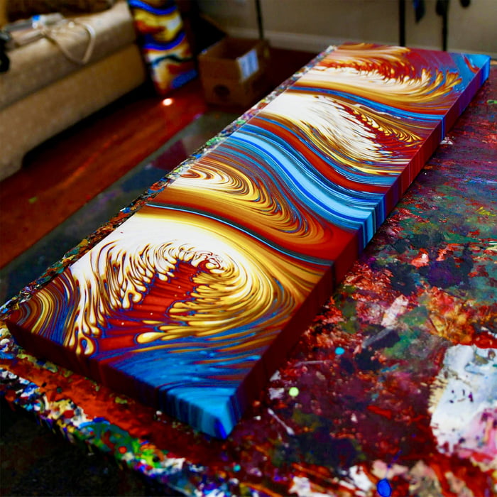 This 12 X36 Acrylic Wave Pour Painting 9GAG   AzeKzgN 700b 