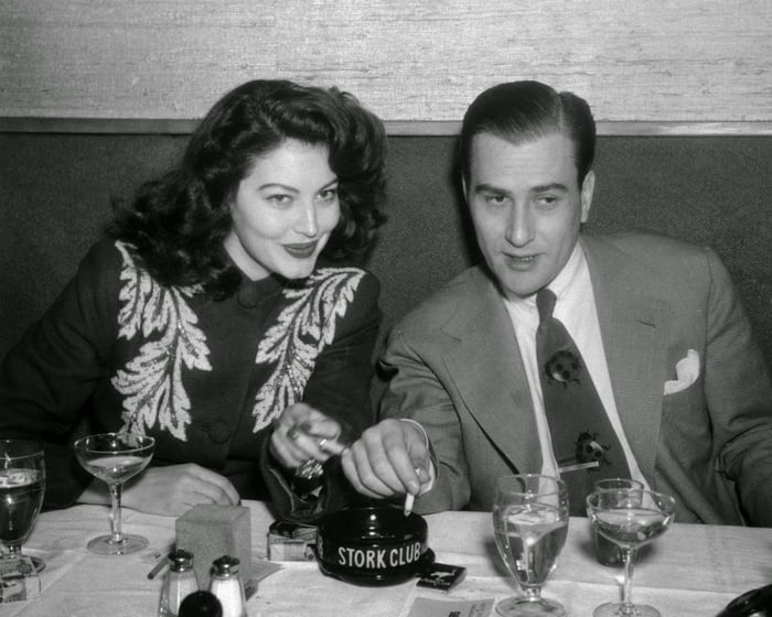 Actress Ava Gardner And Bandleader Artie Shaw At The Stork Club In New