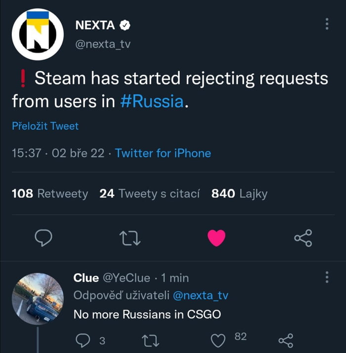 Tweets aren't memes and CSGO isn't real war. Steam is banning Russian ...