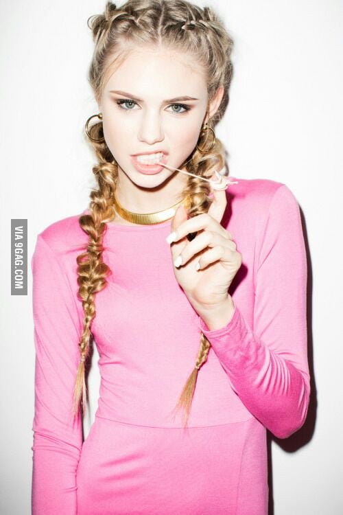Girl handsome street pigtails