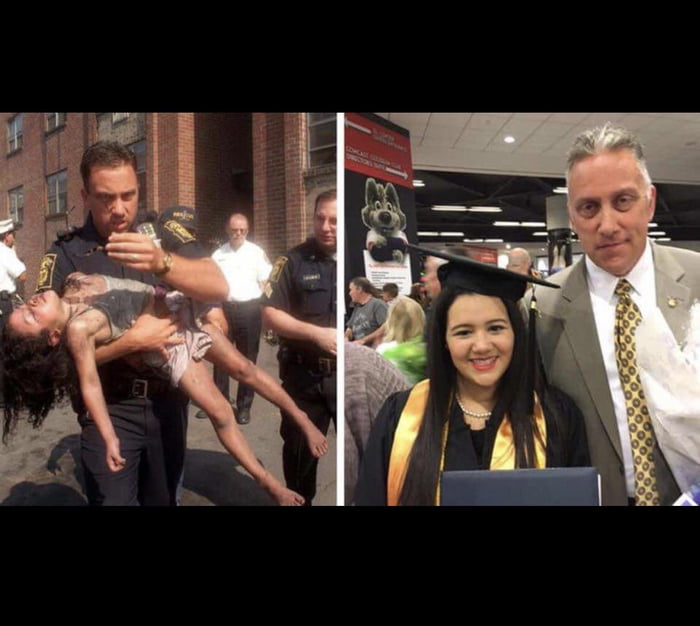Cop who heroically rescued girl from deadly blaze in 1998 is reunited ...