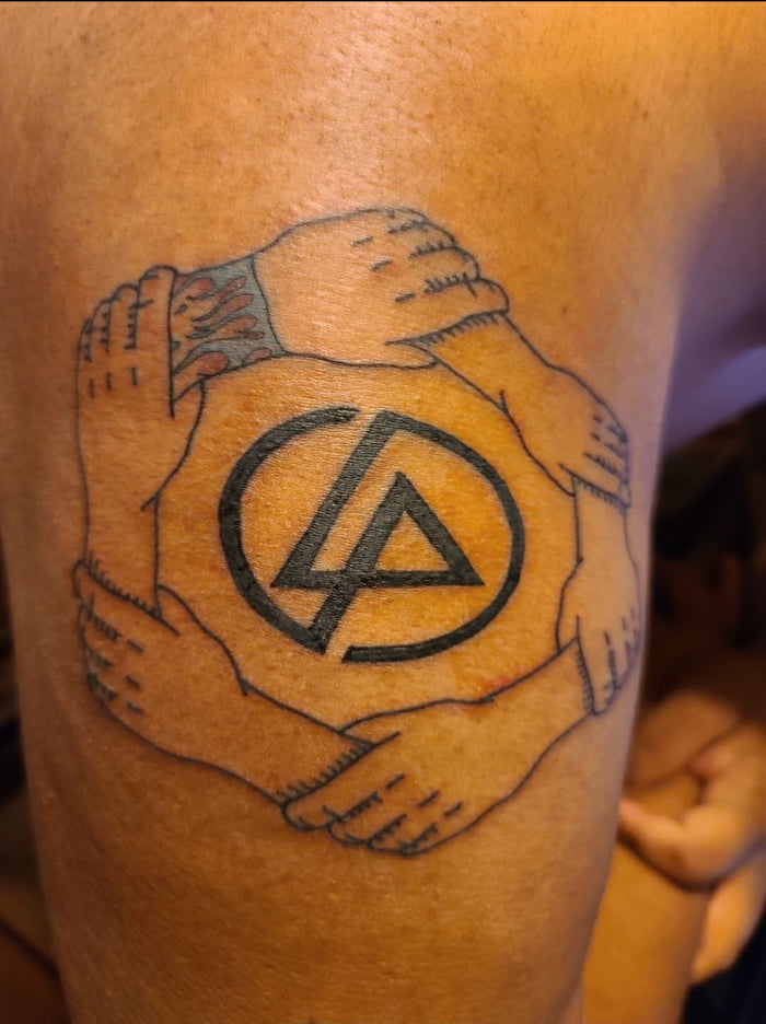 Linkin Park Logo Tattoo On Right Leg