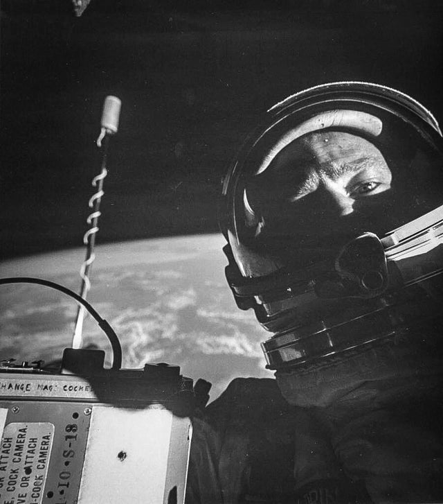 The first known space selfie was taken by Buzz Aldrin in 1966 during ...